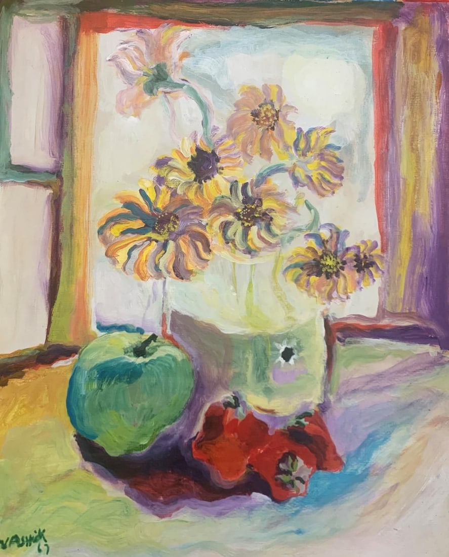 N Ashick- Original painting on paper: Artist: N Ashick. Medium: Original painting on paper. Size: 17" x 24". Signature: Signed. Reference#: 37485.