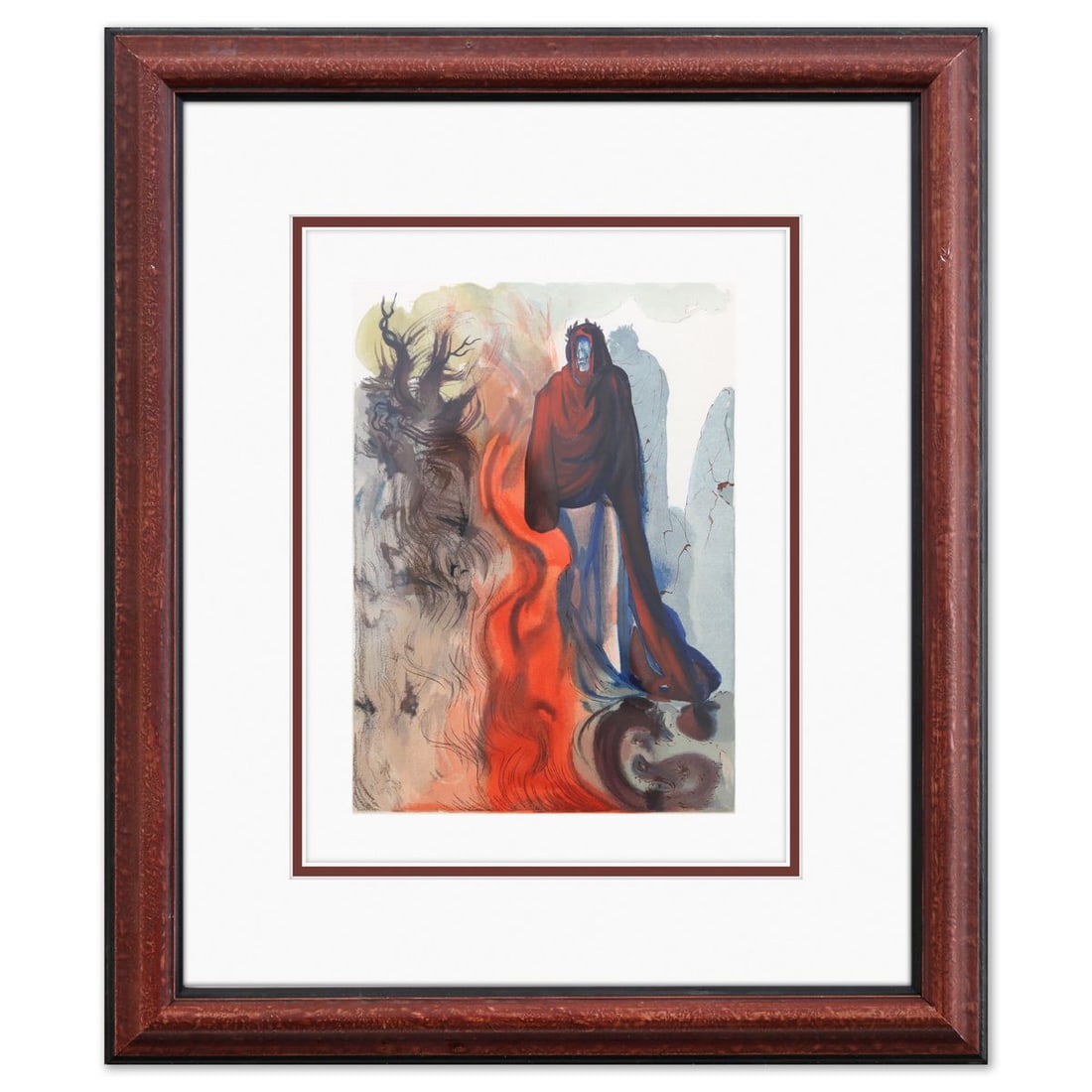 Salvador Dali- Original Color Woodcut on B.F.K. Rives Paper "Inferno 34"