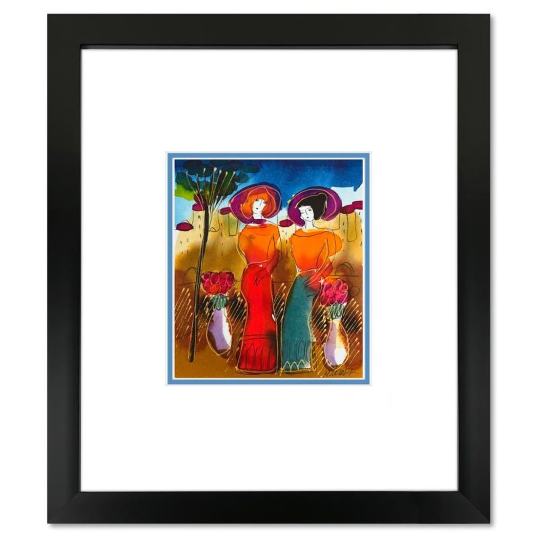 Moshe Leider, Framed Original Mixed Media Watercolor Painting, Hand Signed with Letter of (1 of 2)