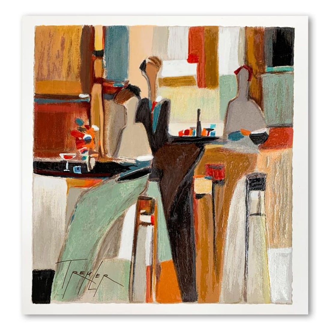 Yuri Tremler, "Evening Out" Limited Edition Serigraph, Numbered and Hand Signed with Letter of: Evening Out is a limited edition serigraph on paper by Yuri Tremler. It is numbered and hand signed and includes a letter of authenticity. Measures approximately 13" x 12" (image). Reference#: 93825.