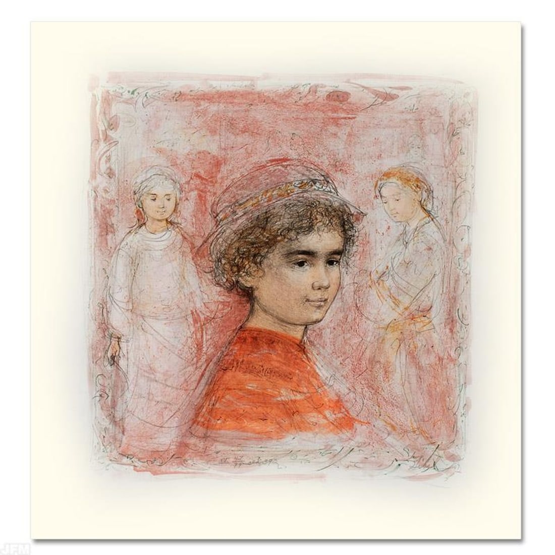 Matthew Limited Edition Lithograph by Edna Hibel (1917-2014), Numbered and Hand Signed with: Matthew is a limited edition lithograph on paper, numbered and hand signed by Edna Hibel (1917-2014). Includes Certificate of Authenticity! Measures approx. 19.5" x 25.5" (with border), 15" x 16" (ima