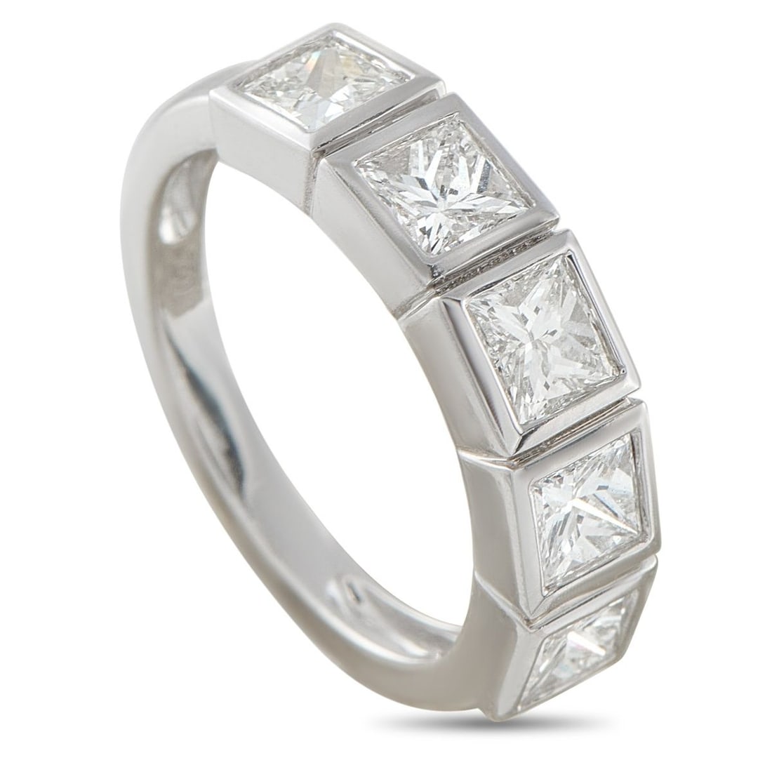 18K WHITE GOLD 1.80CT DIAMOND PRINCESS-CUT 5-STONE RING