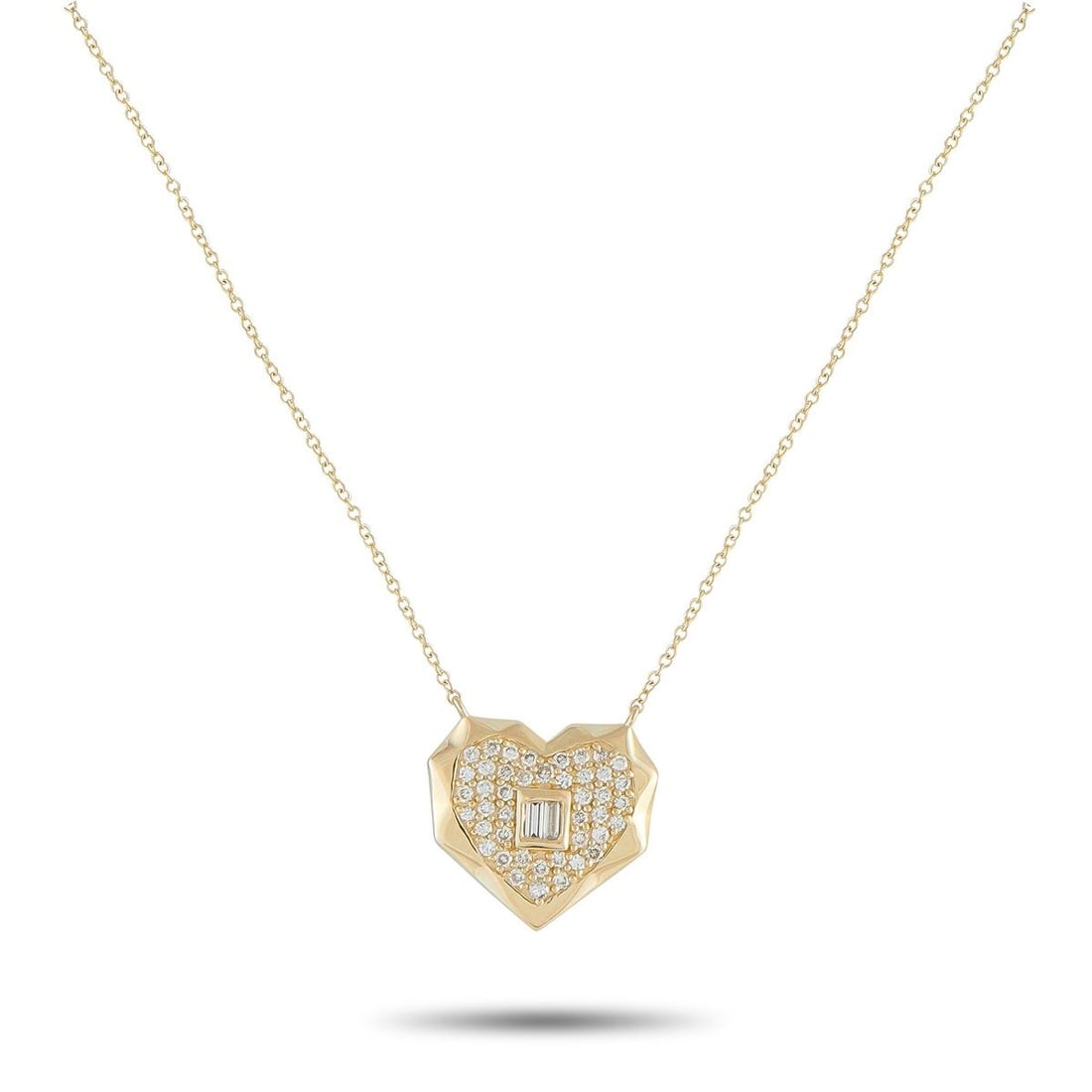 14K YELLOW GOLD 0.40CT DIAMOND HEART PENDANT NECKLACE: This necklace is designed to make a statement. Artistic details make the heart-shaped pendant incredibly captivating, while sparkling Diamonds totaling 0.40 carats ensure it continually catches the li
