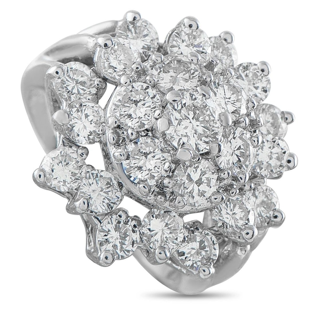 14K WHITE GOLD 2.90CT DIAMOND CLUSTER RING (1 of 4)