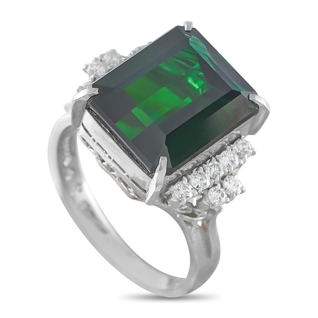 PLATINUM 0.28CT DIAMOND AND TOURMALINE RING (1 of 3)