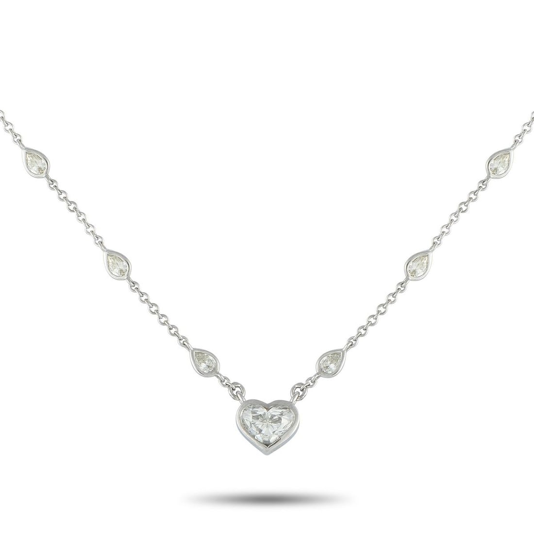18K WHITE GOLD 3.81CT DIAMOND HEART NECKLACE (1 of 4)