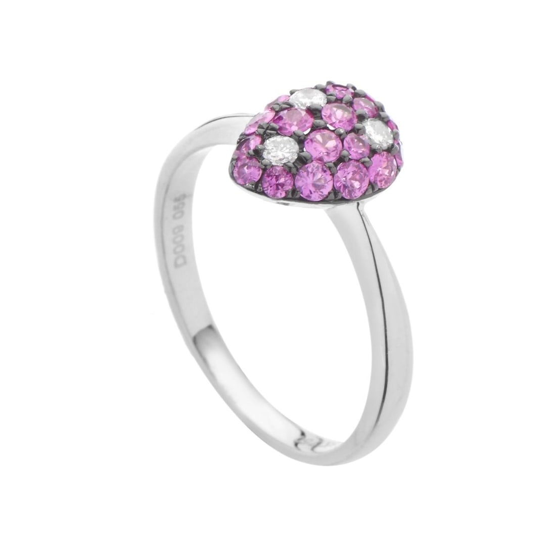 18K WHITE GOLD DIAMOND RUBY RING: A gorgeous blend of romantic rubies weighing in total 0.55ct and glittering diamonds amounting to 0.09ct is placed upon a splendid 18K white gold body in this remarkably tasteful ring.Ring Size: 8 x 1