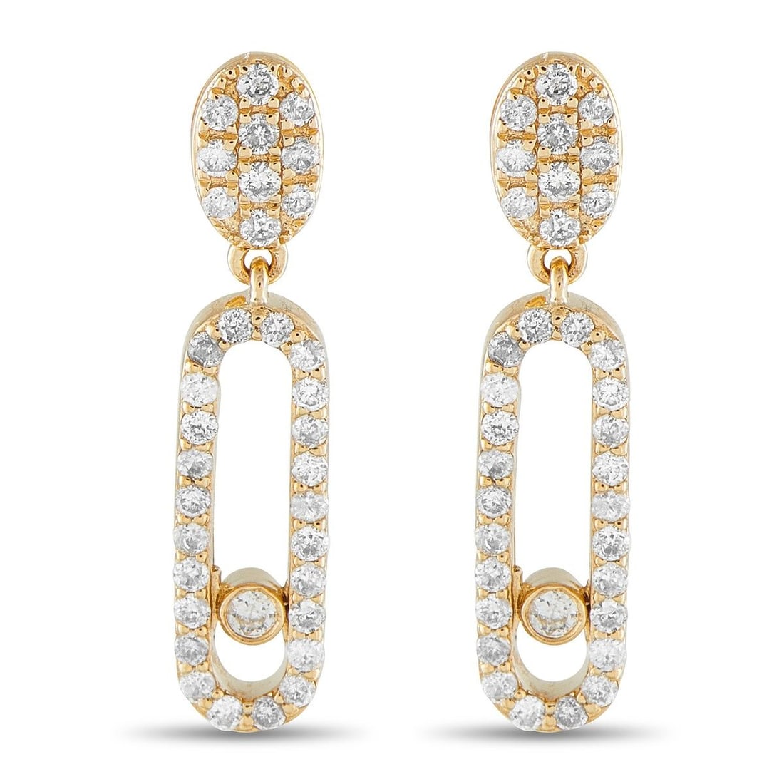 14K YELLOW GOLD 0.50CT DIAMOND DROP EARRINGS (1 of 4)