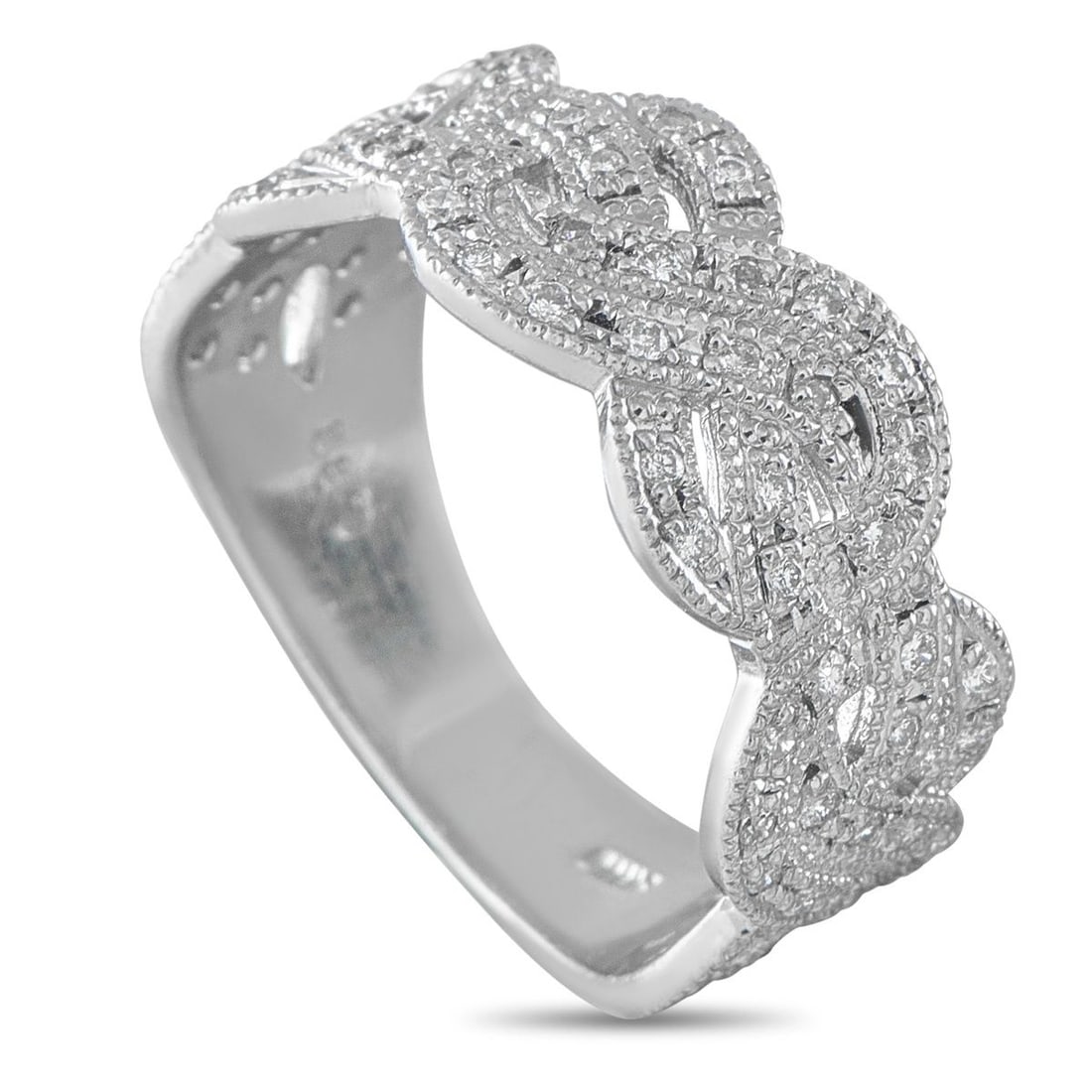 ANTIQUE PLATINUM 0.25CT DIAMOND TWISTED BAND RING (1 of 4)