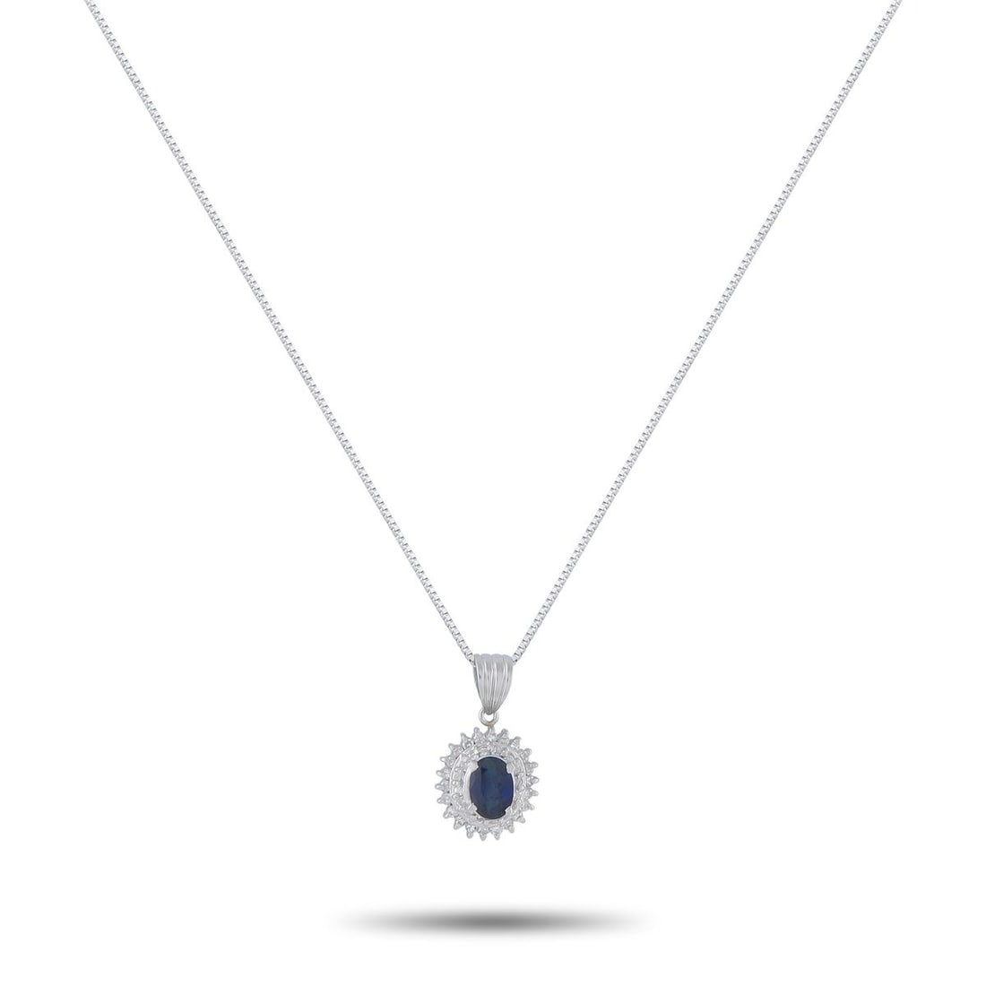 PLATINUM 0.22CT DIAMOND AND SAPPHIRE PENDANT NECKLACE: This necklace will add a subtle touch of luxury to any ensemble. The elegant pendant measures 0.63 long by 0.38 wide and features a 0.51 carat Sapphire center stone. Diamonds totaling 0.22 carats offe