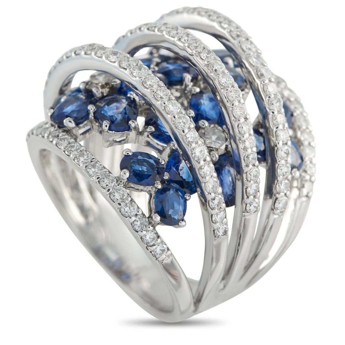 18K WHITE GOLD 2.28CT DIAMOND AND SAPPHIRE RING (1 of 3)