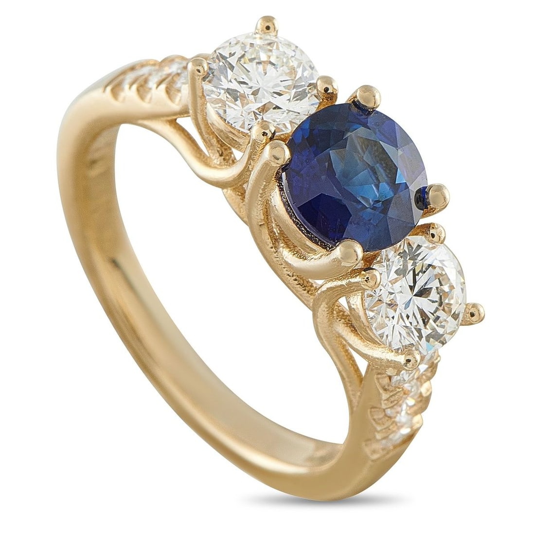 14K YELLOW GOLD 1.25CT DIAMOND AND SAPPHIRE RING (1 of 4)