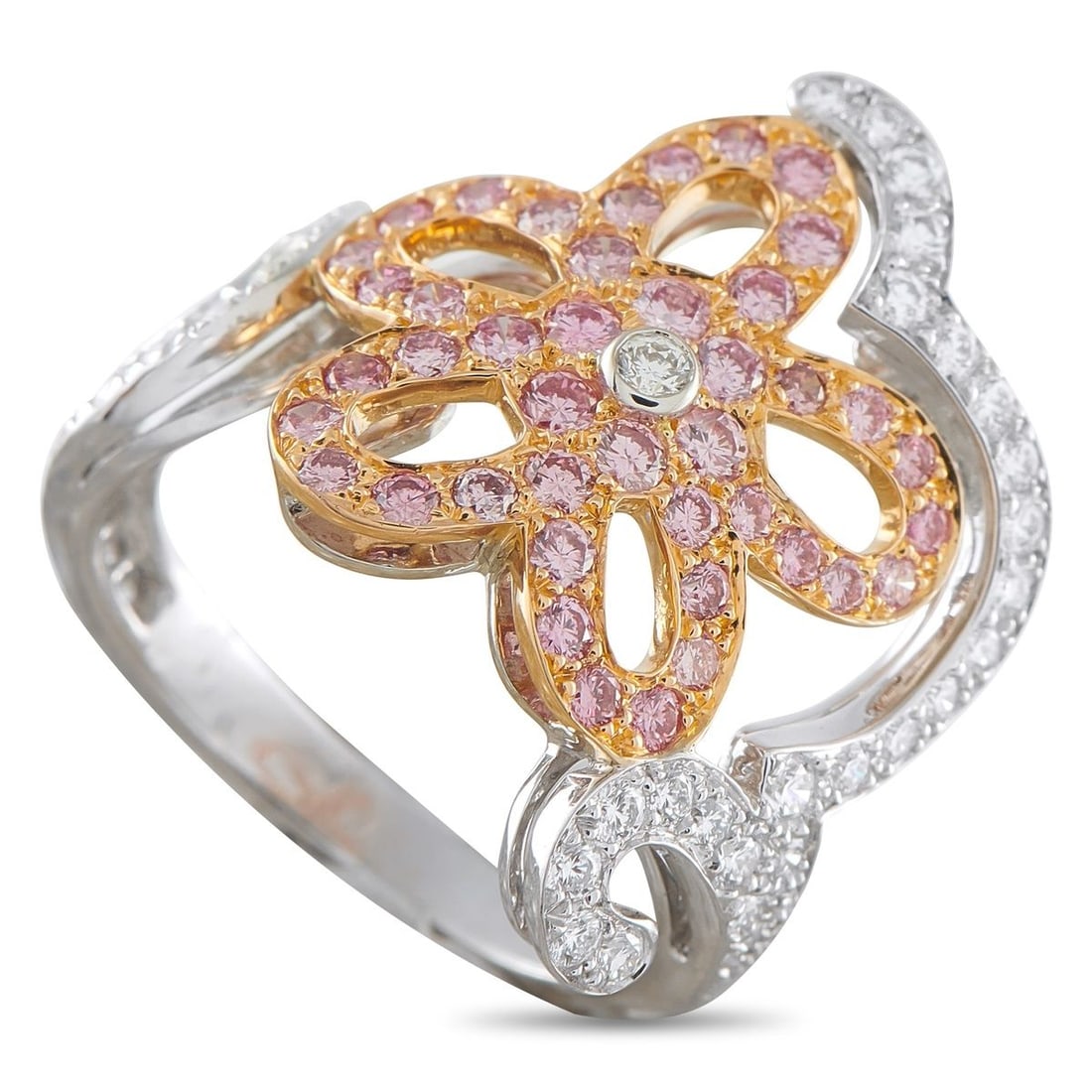 VAN CLEEF & ARPELS 18K WHITE GOLD PINK AND WHITE DIAMOND RING (1 of 5)