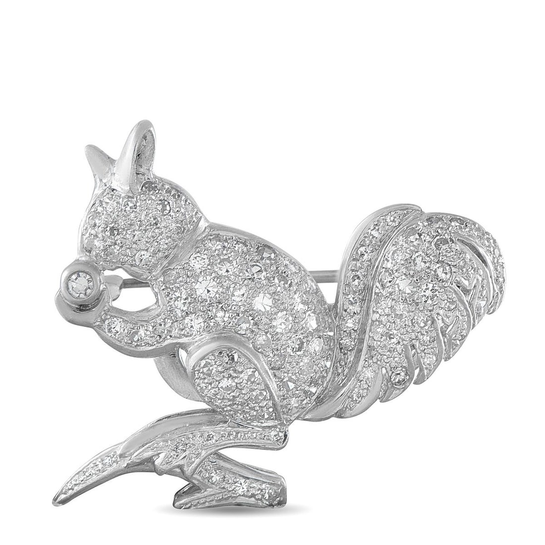 VINTAGE PLATINUM AND 18K WHITE GOLD 0.70CT DIAMOND SQUIRREL BROOCH (1 of 3)