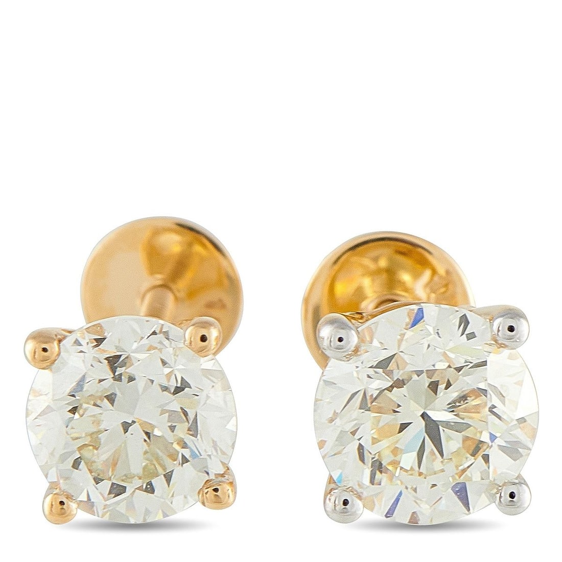 18K YELLOW GOLD 3.01CT DIAMOND STUD EARRINGS (1 of 4)