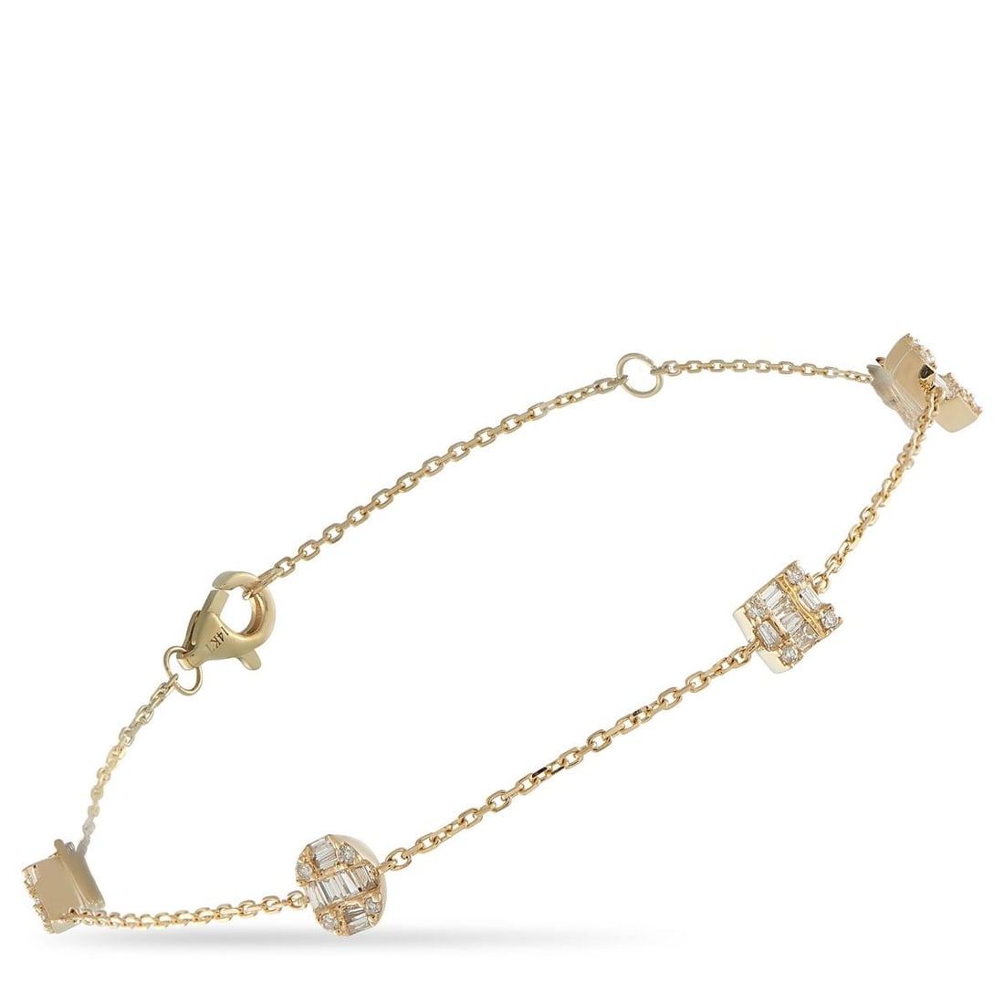 14K YELLOW GOLD 0.40CT DIAMOND BRACELET: This delicate bracelet looks elegant no matter if it is worn alone or paired with other pieces from your collection. Set in 14K Yellow Gold, Diamonds totaling 0.40 carats provide plenty of sparkle. It