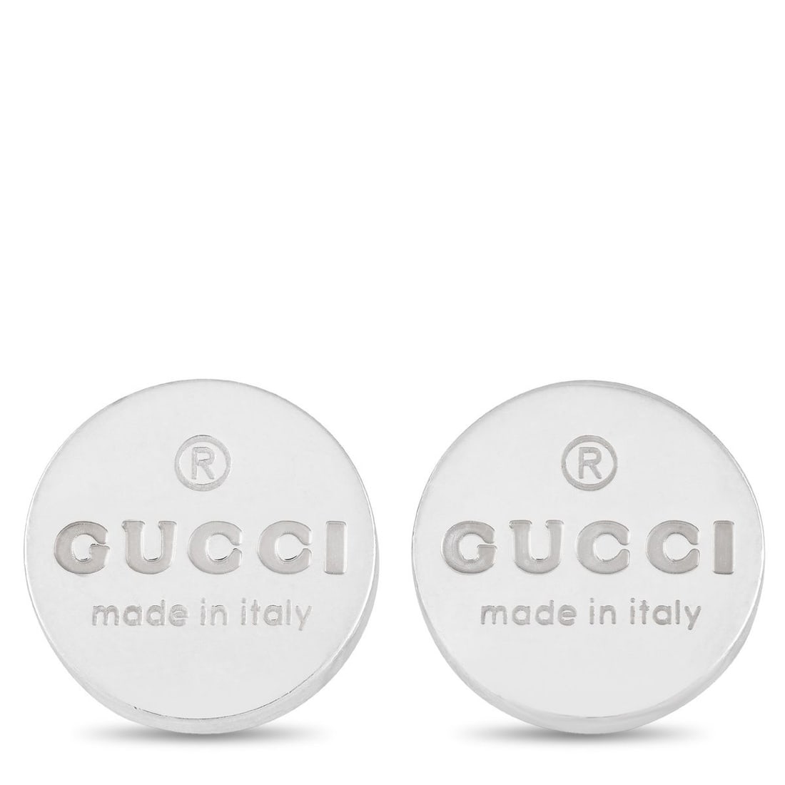 GUCCI SILVER TRADEMARK STUD EARRINGS (1 of 3)