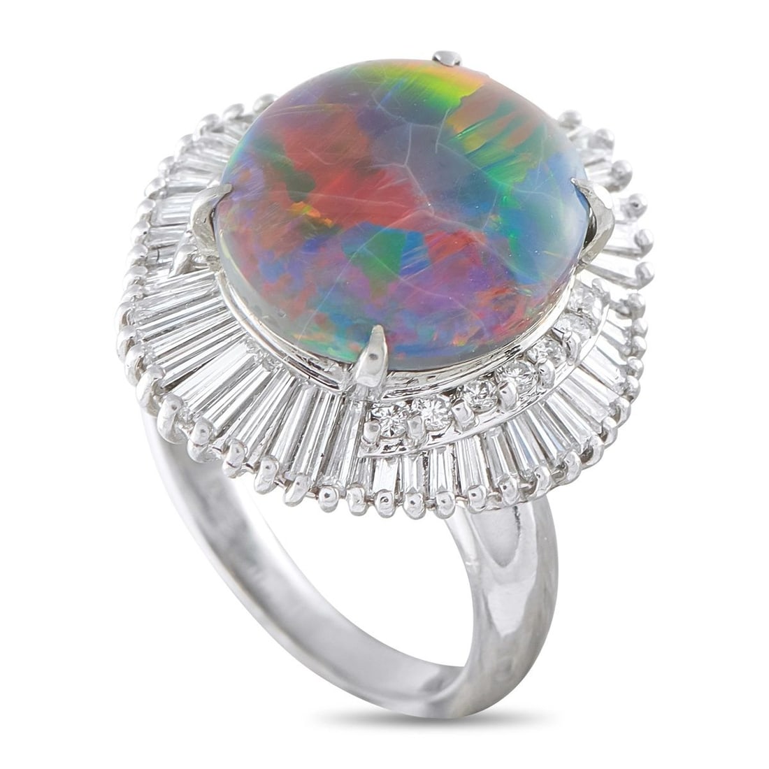PLATINUM 1.39CT DIAMOND AND BLACK OPAL RING (1 of 4)