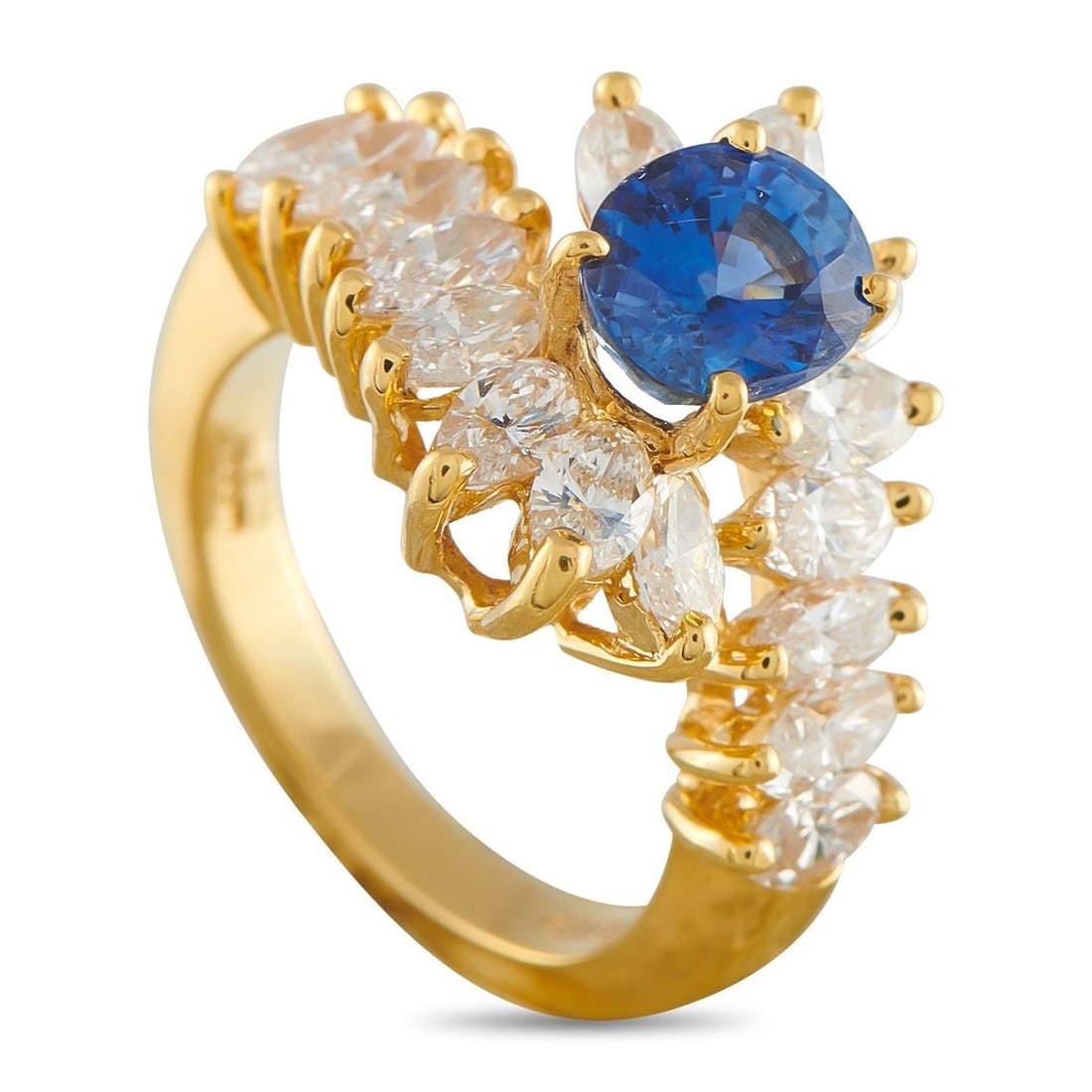 18K YELLOW GOLD 2.55CT DIAMOND AND SAPPHIRE RING (1 of 4)