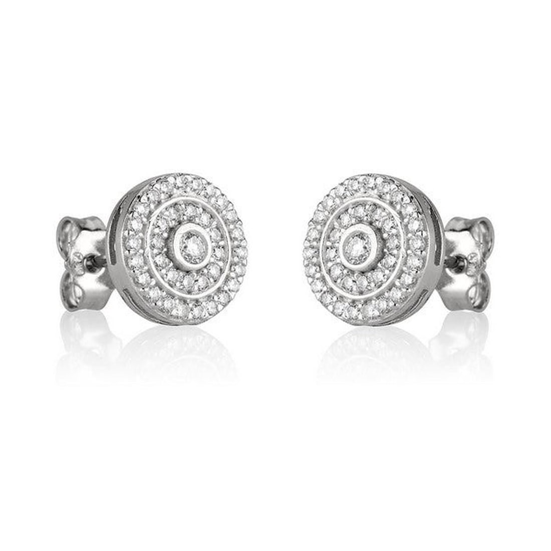 14kt White Gold 0.48ctw Diamond Earrings: One pair of 14k white gold earrings Jewelry Weight: 2.2Grs Total Diamonds Weight: 0.48Cts Main Stones Description: Quantity: 70 Cut and shape: Round Carats Weight: 0.48 Clarity: VS Color: F DSL