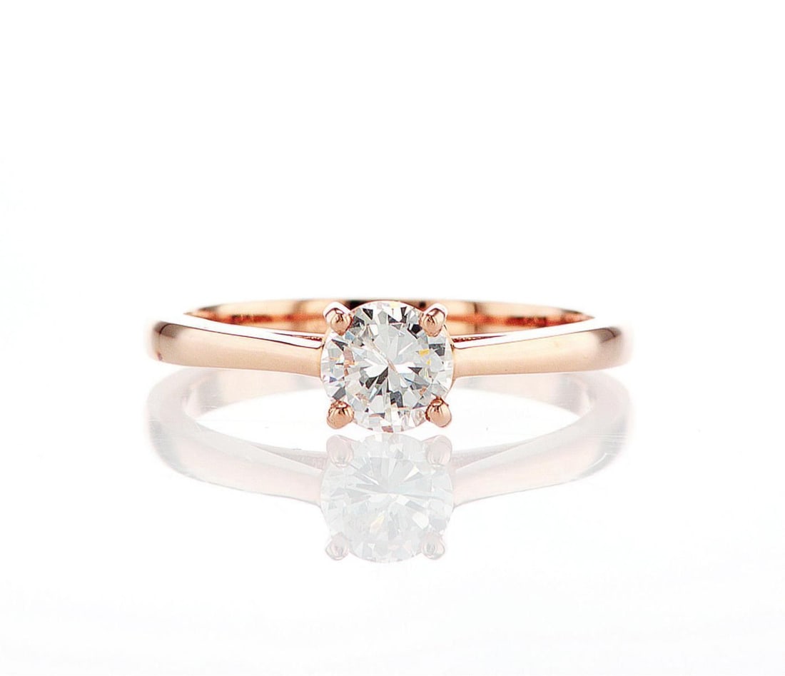 14K Rose Gold 0.54ctw Diamond Ring: Jewelry Description Description: One 14K rose gold ring, set with natural diamond. Jewelry Weight: 2.4 Grs Total Diamonds Weight: 0.54 Cts Precious Metal: 14K Rose Gold Certificate Number: Assessment 