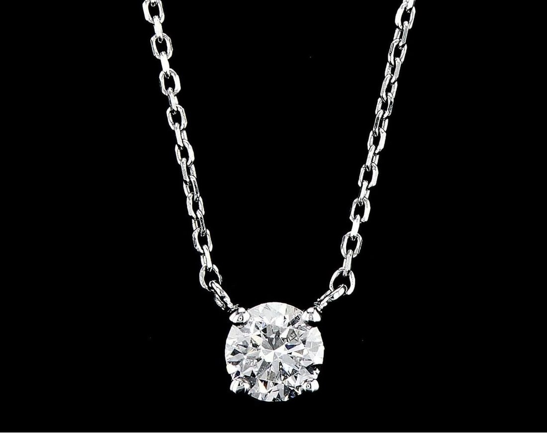14kt White Gold 0.5ctw Diamond Pendant: One 14k white gold pendant with chain (14k stamped), set with one center lab grown diamond. Jewelry Weight: 1.8Grs Total Diamonds Weight: 0.5Cts Main Stones Description: Quantity: 1 Cut and shape: Rou