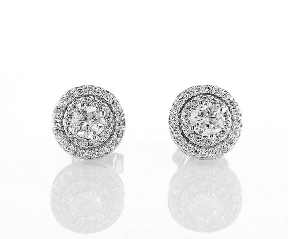 14kt White Gold 1.08ctw Diamond Earrings: Jewelry Description Description: One pair of 14k white gold earrings, set with natural diamonds. Jewelry Weight: 2.87 Grs Total Diamonds Weight: 1.08 Cts Precious Metal: 14kt White Gold Certificate Nu