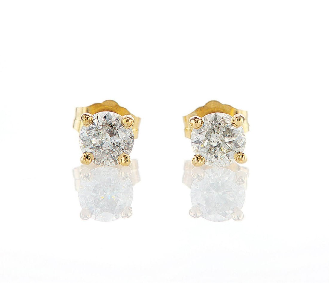 14kt Yellow Gold 1.01ctw Diamond Earrings: Jewelry Description Description: One pair of 14k yellow gold earrings, set with natural diamonds. Jewelry Weight: 0.83 Grs Total Diamonds Weight: 1.01 Cts Precious Metal: 14kt Yellow Gold Certificate 