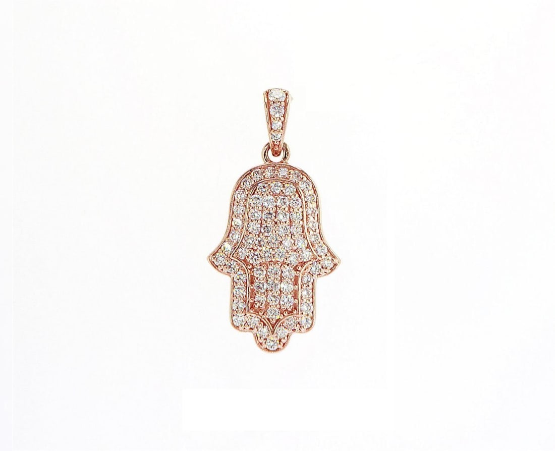 14kt Rose Gold 0.62ctw Diamond Pendant: Jewelry Description Description: One 14k rose gold pendant, set with lab grown diamond. Jewelry Weight: 3.11 Grs Total Diamonds Weight: 0.62 Cts Precious Metal: 14kt Rose Gold Certificate Number: DSL-