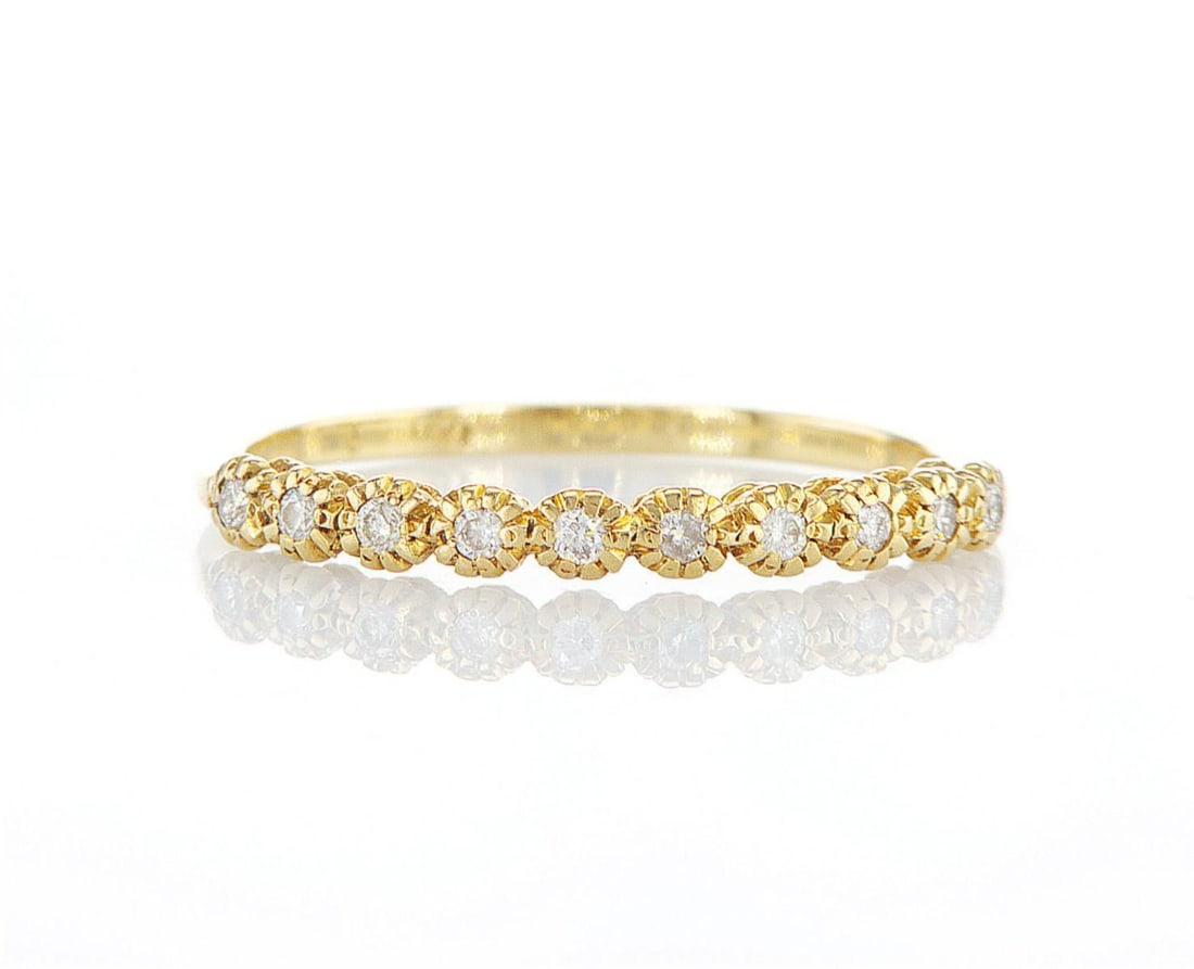 14K Yellow Gold 0.1ctw Ring: Jewelry Description Description: Natural Diamond Ring, 14K Yellow Gold Jewelry Weight: 1.27 Grs Total Diamonds Weight: 0.1 Cts Precious Metal: 14K Yellow Gold Certificate Number: DSL- 4450124222 Appra