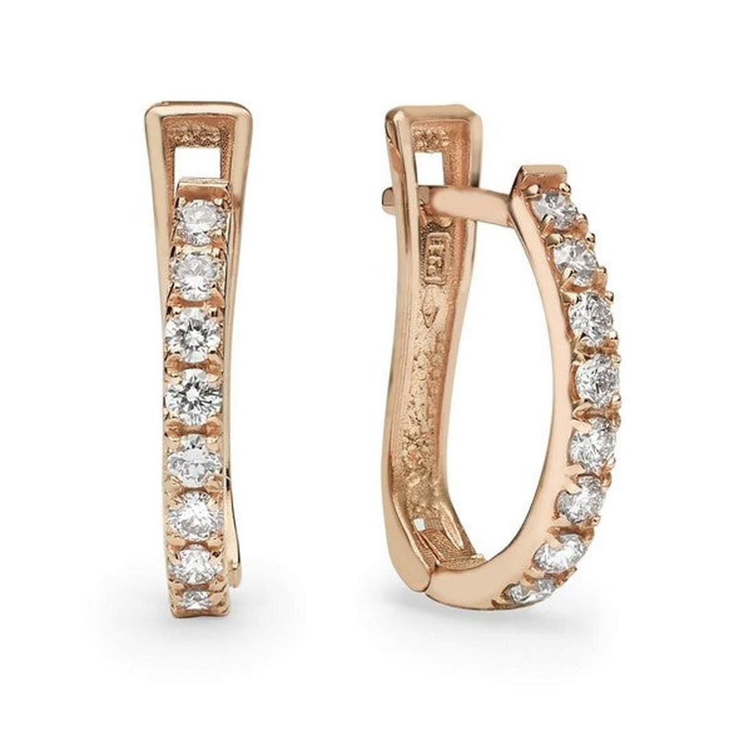14kt Rose Gold 1.05ctw Diamond Earrings: One pair of 14k rose gold earrings Jewelry Weight: 4Grs Total Diamonds Weight: 1.05Cts Main Stones Description: Quantity: 16 Cut and shape: Round Carats Weight: 1.05 Clarity: VS Color: F DSL Appraised