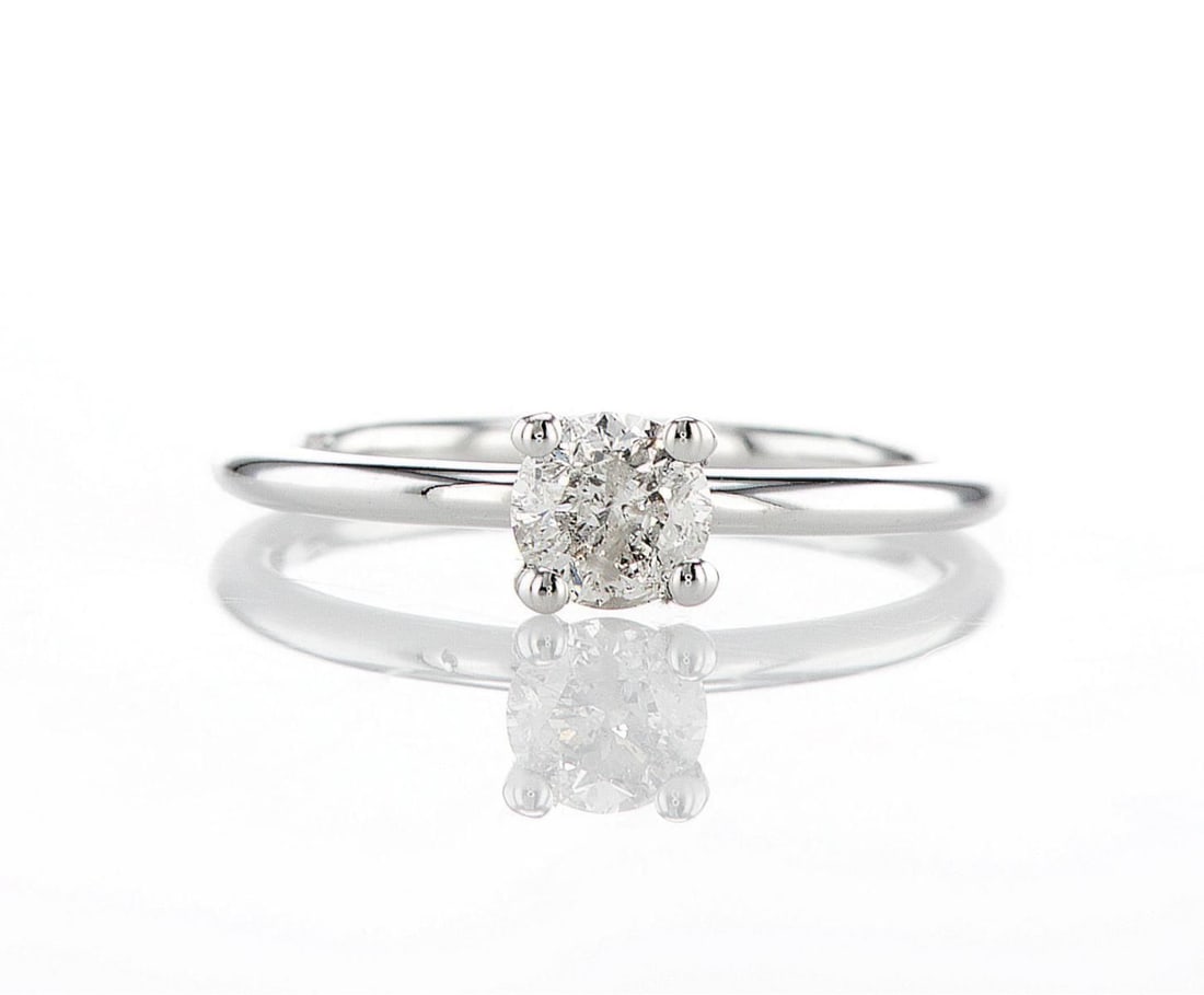 14kt White Gold 0.54ctw Diamond Ring: Jewelry Description Description: One 14K white gold ring, set with natural diamond. Jewelry Weight: 2.09 Grs Total Diamonds Weight: 0.54 Cts Precious Metal: 14kt White Gold Certificate Number: Assessm