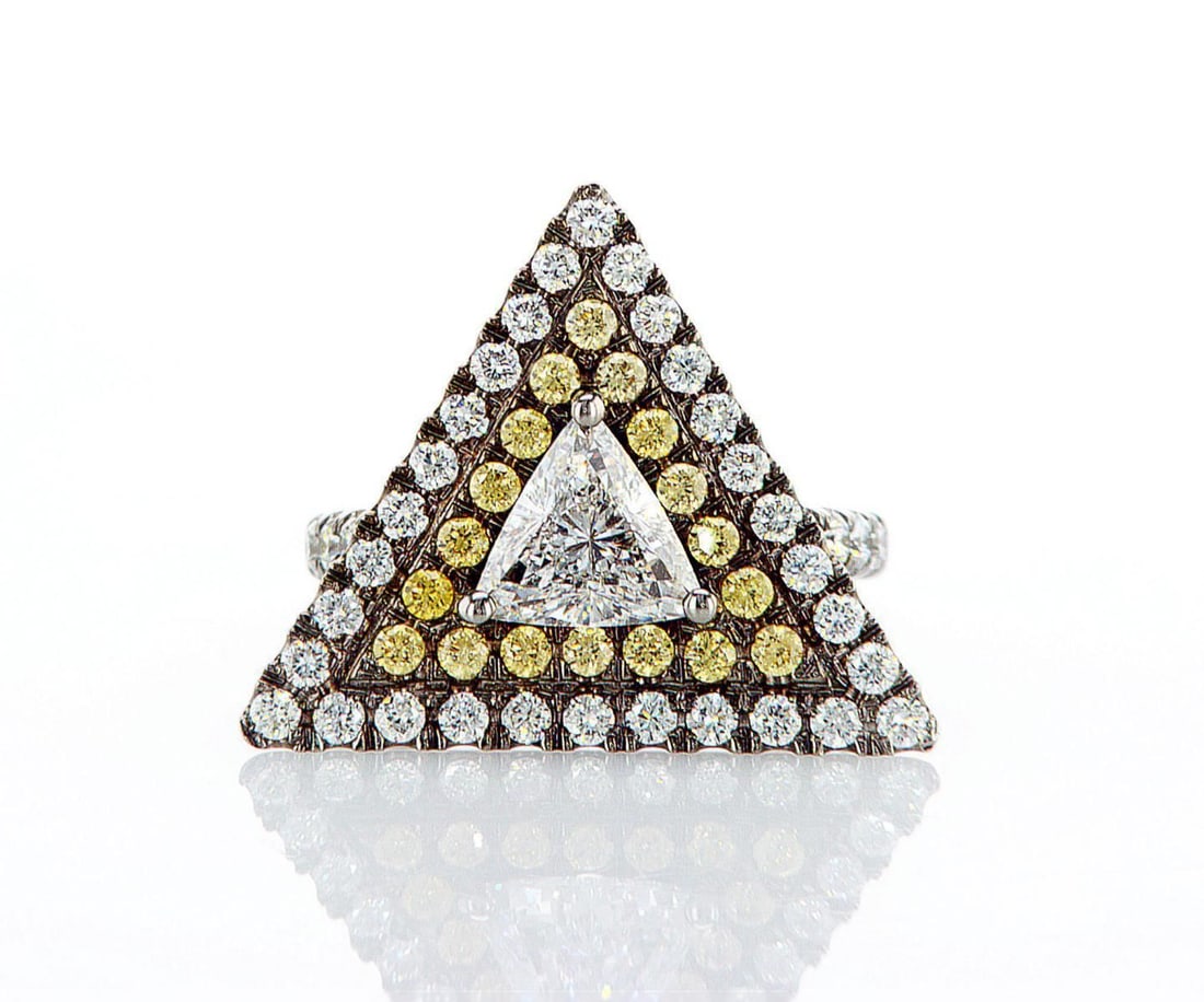 18kt White Gold 1.48ctw Diamond Ring: Jewelry Description Description: One 18k white gold ring, set with natural diamonds and gemstones. Jewelry Weight: 6.81 Grs Total Diamonds Weight: 1.48 Cts Precious Metal: 18kt White Gold Certificate 