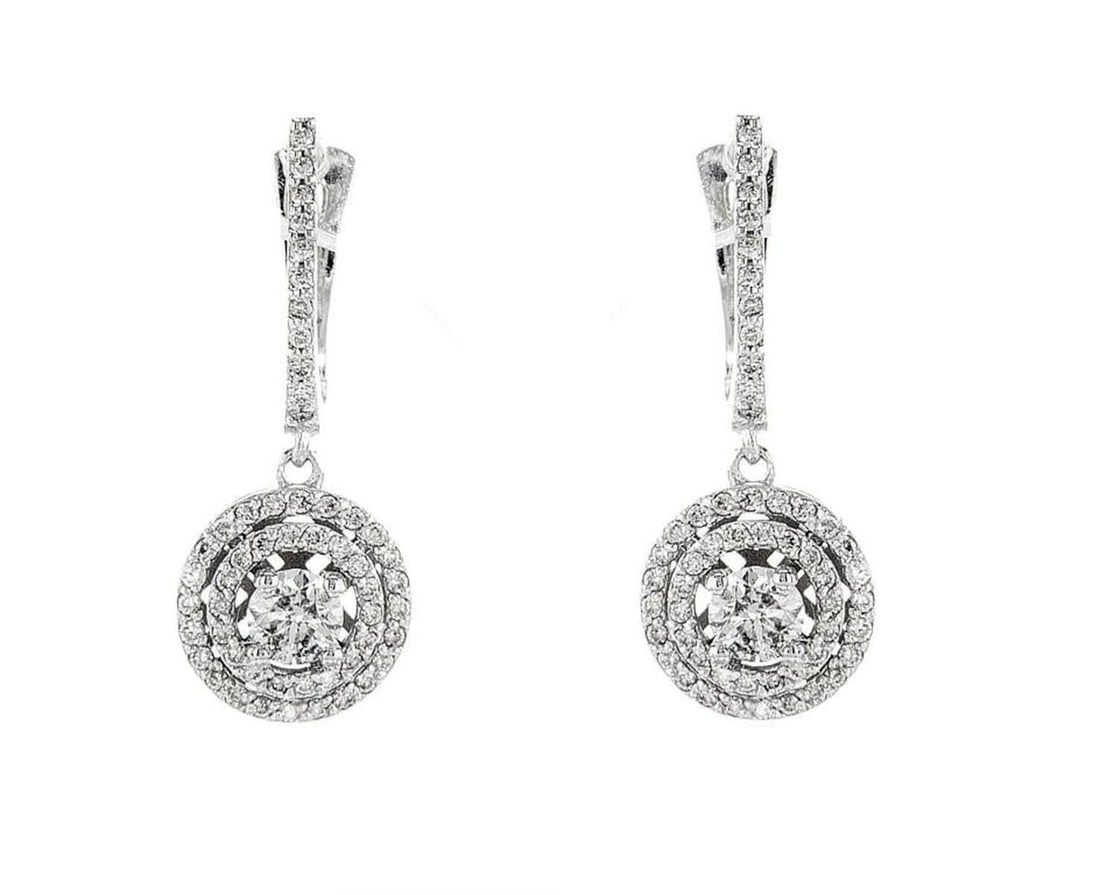 14kt White Gold 1.22ctw Diamond Earrings: Jewelry Description Description: One pair of 14k white gold earrings, set with natural diamonds. Jewelry Weight: 4.38 Grs Total Diamonds Weight: 1.22 Cts Precious Metal: 14kt White Gold Certificate Nu