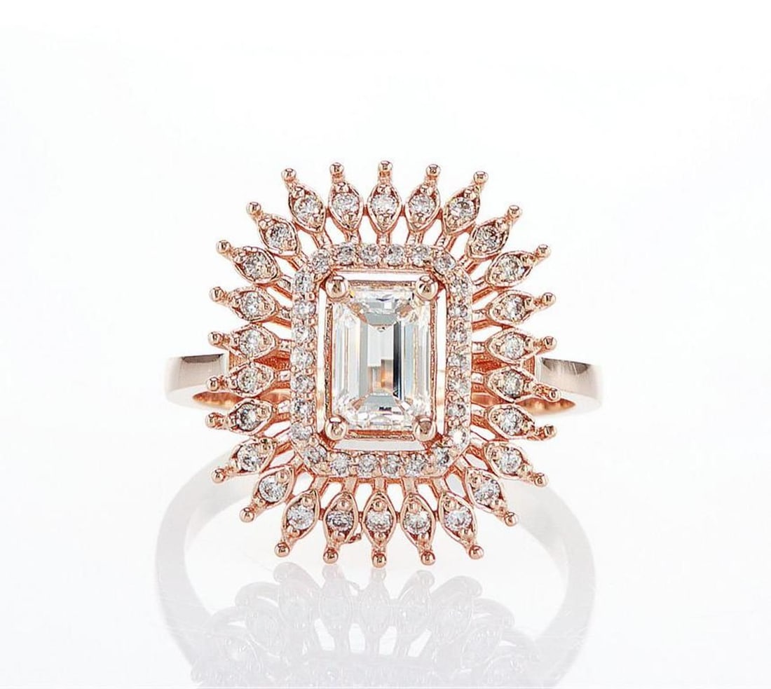 14kt Rose Gold 1.37ctw Diamond Ring: Jewelry Description Description: One 14k rose gold ring, set with natural diamonds. Jewelry Weight: 4.29 Grs Total Diamonds Weight: 1.37 Cts Precious Metal: 14kt Rose Gold Certificate Number: DSL,GIA-