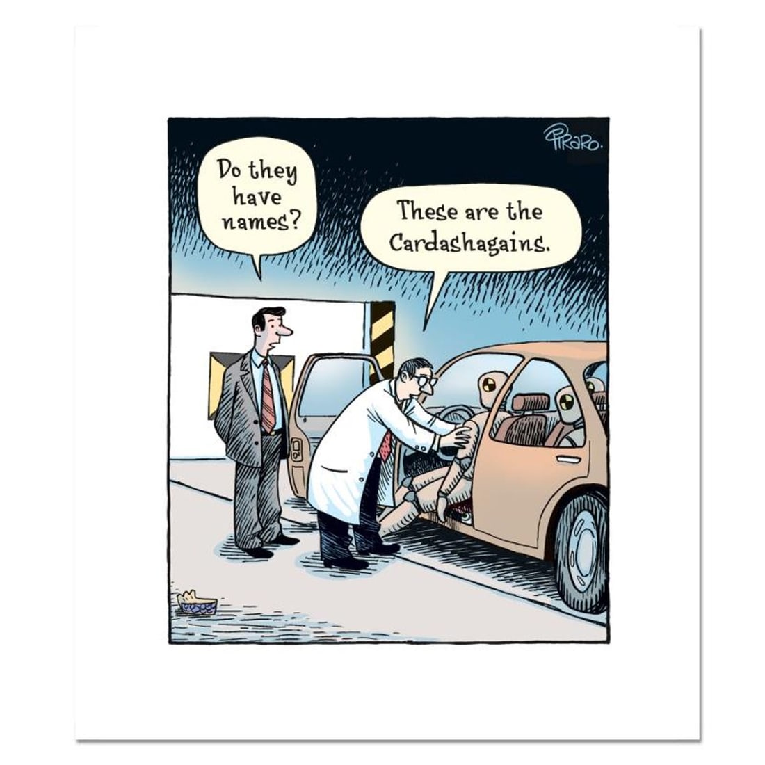Bizarro, "Crash Test" Numbered Limited Edition Hand Signed by Creator Dan Piraro; Letter of