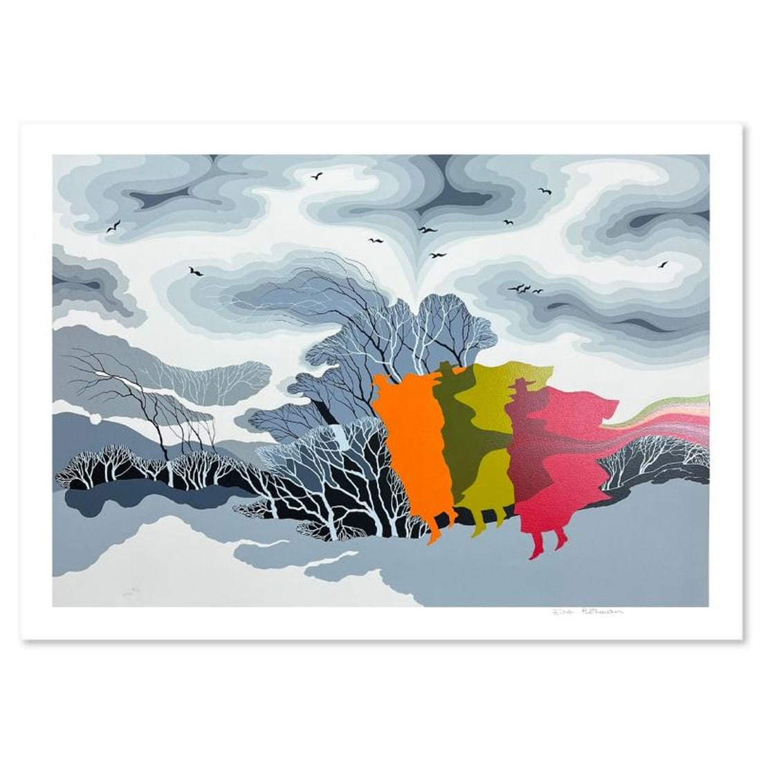 Zina Roitman, "Remembers" Limited Edition Serigraph, Hand Signed and Numbered, Letter of: Remembers is a limited edition serigraph on paper by Zina Roitman. The piece comes hand signed by the artist, numbered, and with a letter of authenticity. Measures approximately 19" x 26". Reference#: