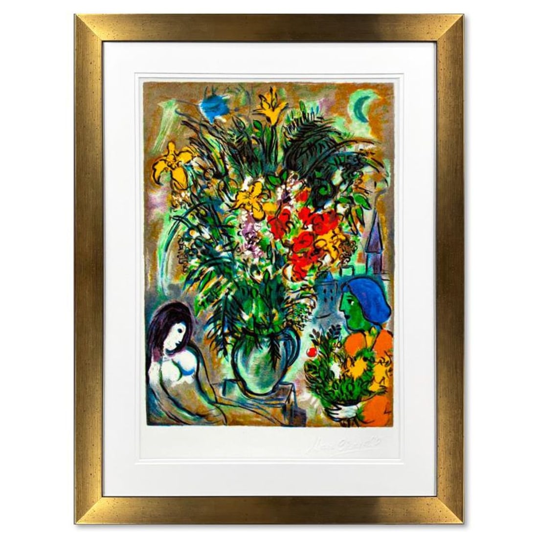 Marc Chagall (1887-1985), "L'offrande" Framed Limited Edition Serigraph with Letter of Authenticity. (1 of 2)