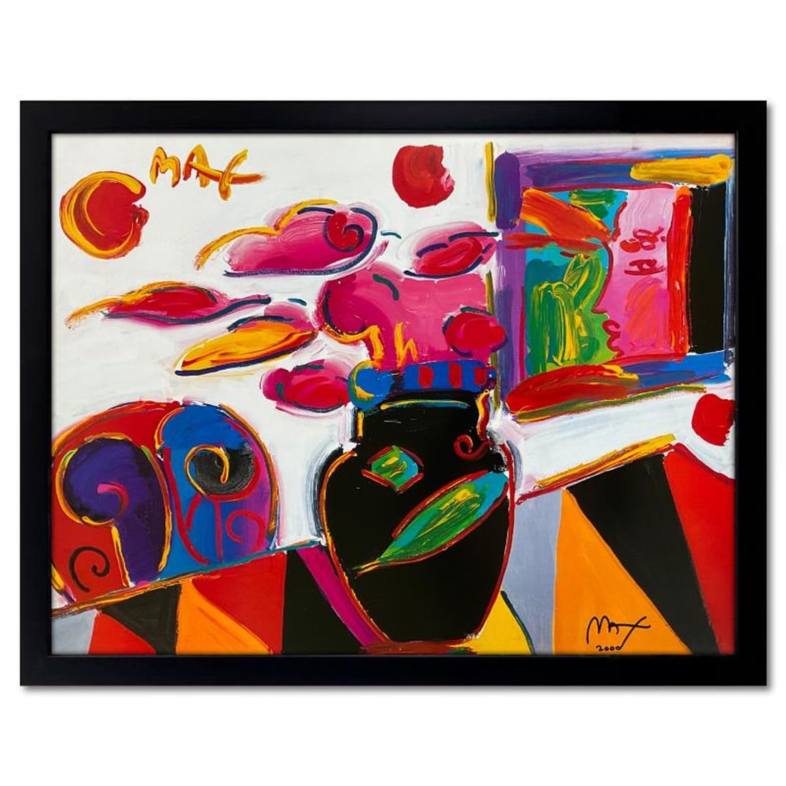 Peter Max, "The Room" Framed Hand Signed Offset Lithograph with Letter of Authenticity.: The Room is an offset lithograph on paper by Peter Max, hand signed by the artist. This piece comes custom framed. Includes Letter of Authenticity. Measures approx. 27" x 34" (frame), 23" x 30" (image
