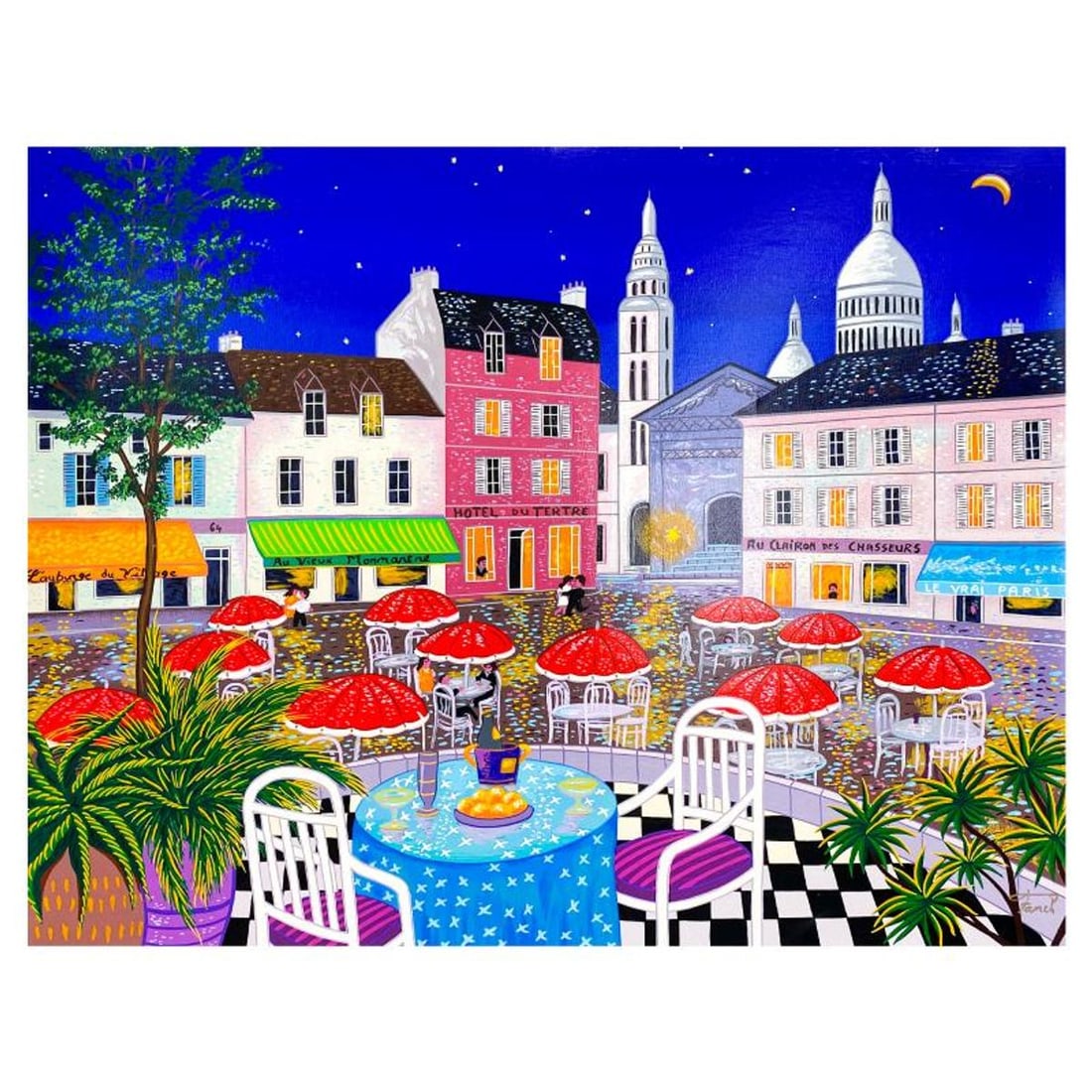 Fanch Ledan, "Afternoons in Paris" Limited Edition Serigraph on Canvas, AP Numbered Inverso and Hand: Afternoons in Paris is a limited edition serigraph on canvas by Fanch, AP numbered inverso and hand signed by the artist. Includes Letter of Authenticity. Measures approx. 24.5" x 31" (image). This pr