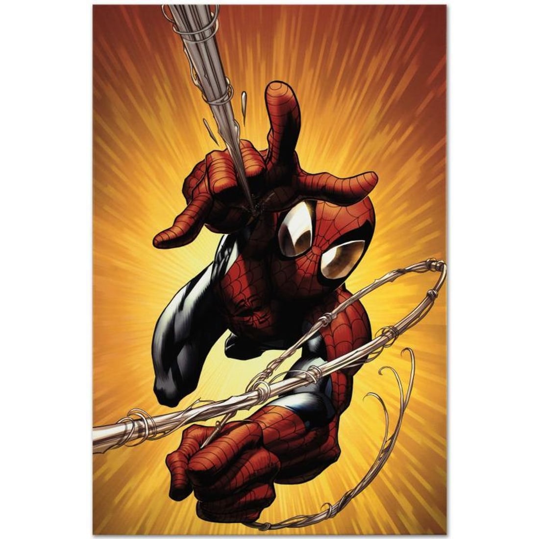 Marvel Comics "Ultimate Spider-Man #160" Numbered Limited Edition Giclee on Canvas by Mark Bagley: A piece of comic book history, this limited edition, from original art by Mark Bagley, depicts the classic character Spider-Man. Mark Bagley got his start by winning Marvel's Try-Out contest, for whic