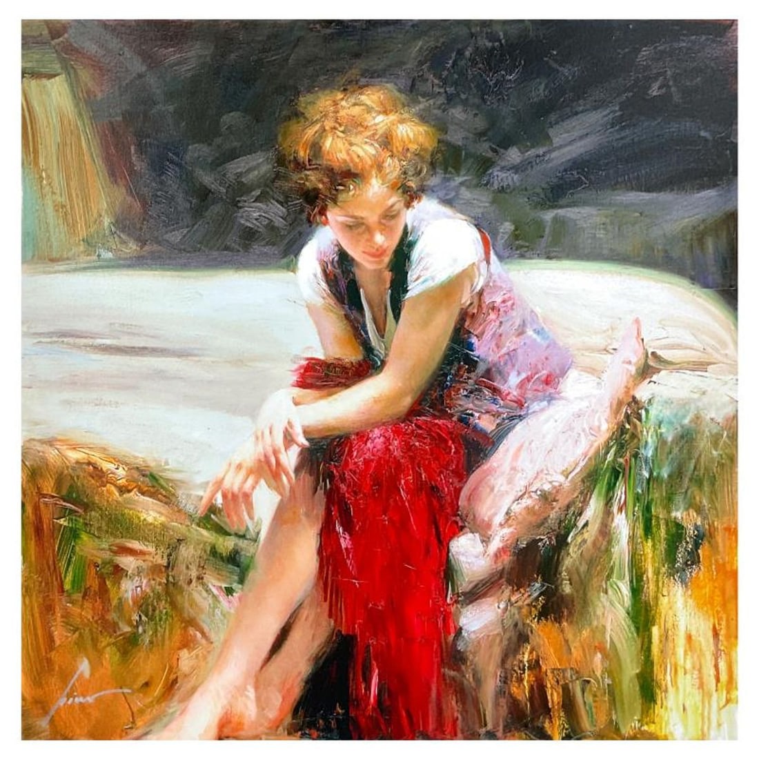 Pino (1939-2010) "Whispering Heart" Limited Edition on Canvas, Numbered and Hand Signed with