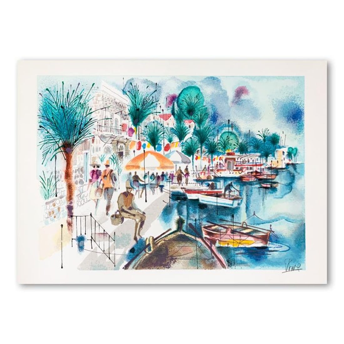 Shmuel Katz (1926-2010), "Tiberias" Limited Edition Serigraph, Numbered and Hand Signed with Letter: Tiberias is a limited edition serigraph on paper by Shmuel Katz (1926-2010), numbered and hand signed by the artist. Includes Letter of Authenticity. Measures approx. 10" x 14" (border), 8.5" x 11.5" 