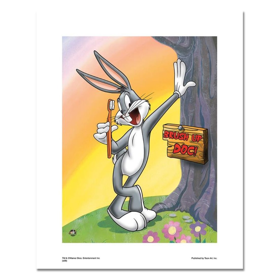 Looney Tunes, "Brush up Doc" Numbered Limited Edition with Certificate of Authenticity.: Brush Up Doc is a licensed limited edition giclee on paper featuring the classic Looney Tunes character Bugs Bunny. It comes numbered, with hologram seal, and a Certificate of Authenticity! Measures a