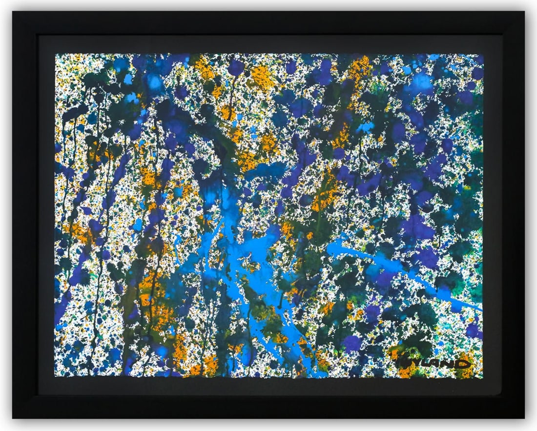 Wyland- Original Watercolor Painting on Deckle Edge Paper "Abstract Drip"