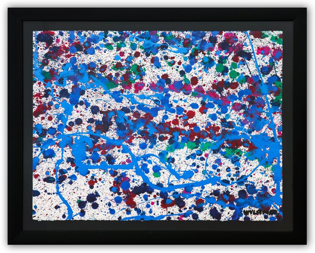 Wyland- Original Watercolor Painting on Deckle Edge Paper "Abstract Drip"