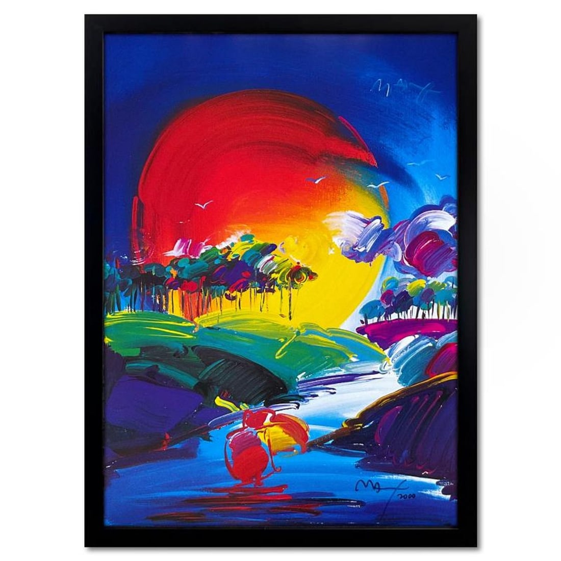 Peter Max, "Without Borders" Framed Hand Signed Offset Lithograph with Letter of Authenticity.: Without Borders is an offset lithograph on paper by Peter Max, hand signed by the artist. This piece comes custom framed. Includes Letter of Authenticity. Measures approx. 37" x 28" (frame), 33" x 24"