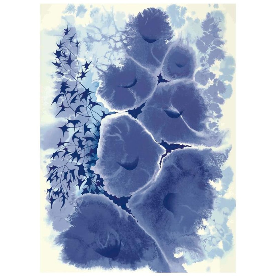 Eyvind Earle (1916-2000), "Mauve Floral" Limited Edition Serigraph. Hand Signed and Certificate of: Mauve Floral is a limited edition serigraph on paper by Eyvind Earle (1916-2000). The piece is numbered, hand-signed by the artist, and accompanied by a certificate of authenticity. Measures approxima