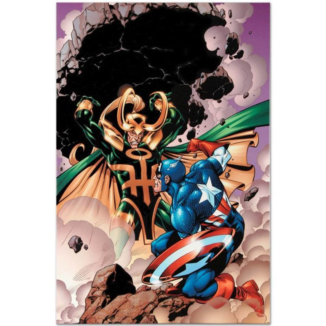 Marvel Comics "Last Hero Standing #5" Numbered Limited Edition Giclee on Canvas by Patrick Olliffe: A piece of comic book history, this limited edition, from original art by Patrick Olliffe, depicts the classic character Captain America. Best known for his work on the Spider-Man and Spider-Girl fran