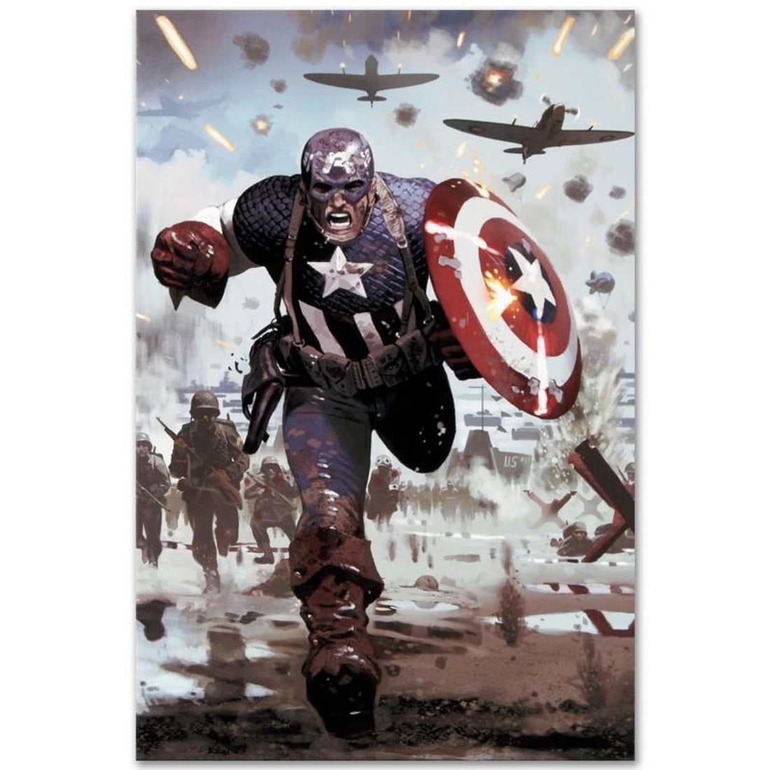 Marvel Comics "Captain America #615" Numbered Limited Edition Giclee on Canvas by Daniel Acuna with: A piece of comic book history, this limited edition, from original art by Daniel Acuna, depicts the heroic Captain America. Spanish artist Daniel Acuna cites artists like Jack Kirby and Simon Bisley a